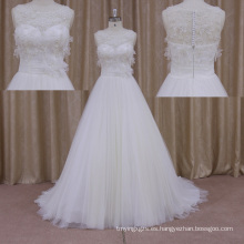 Vestido de boda con cuentas de cristal nupcial capas volante